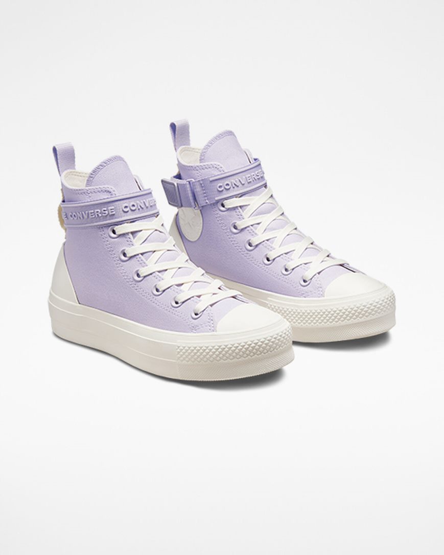 Women's Converse Chuck Taylor All Star Lift Utility Strap High Top Platform Shoes Purple / Purple | AU E0965F